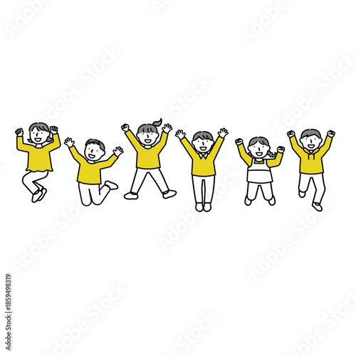 ジャンプしている少年少女の子供たち