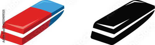 Flat Style Eraser Icon Set Isolated Stationery Tool Vector Illustration.