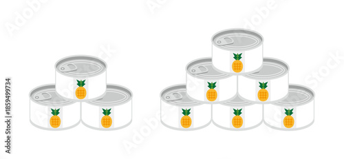 積み重ねたパイナップルの缶詰のイラスト　ミニサイズ