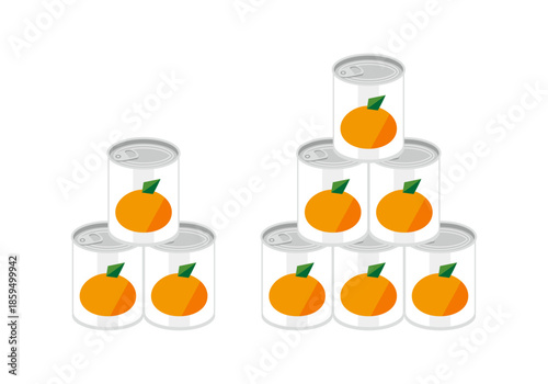 積み重ねたみかんの缶詰のイラスト