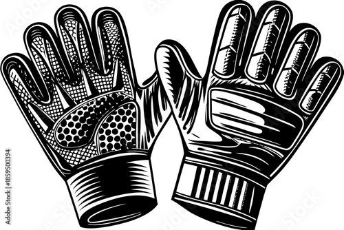 silhouette goalkeeper gloves icon isolated on white