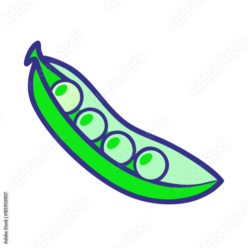 Cute green peas in a pod illustrated in a playful style
