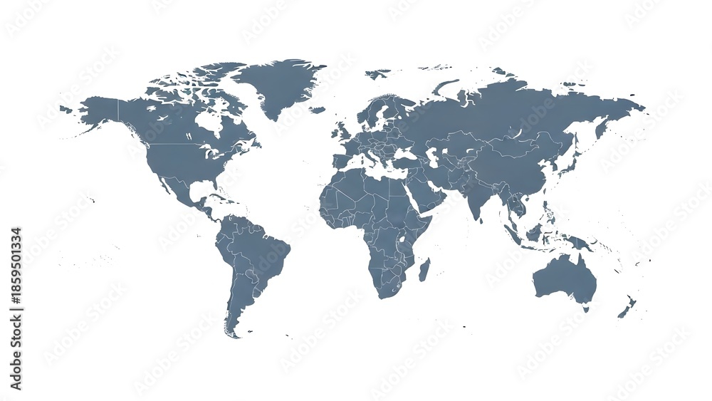 Fototapeta premium Minimalist world map illustration on white background