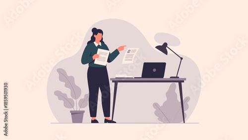 Modern Woman Presenting Ideas During Work from Home Digital Meeting in Cozy Office Space