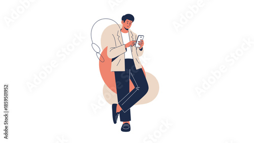 Elegant young woman relaxing outdoors while using her smartphone and enjoying leisure time