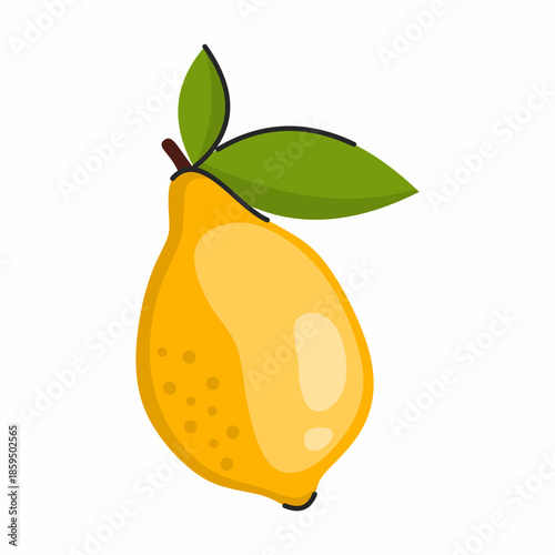 Bright yellow cartoon in cartoon style on white background. Fruit illustration.