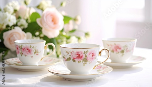 Wallpaper Mural Floral Tea Set. Torontodigital.ca