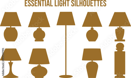 Collection of essential light silhouettes featuring various lamp designs