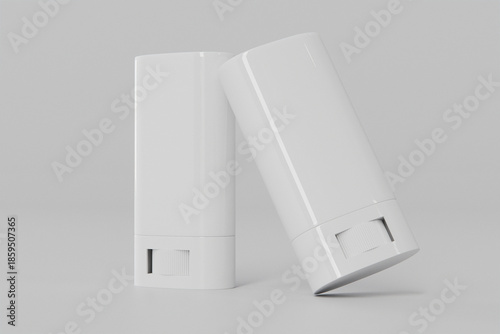 white plastic Sunscreen Stick Tube with cap, Push up Deodorant Tube Packaging, oval shape Rotating solid cream blush container