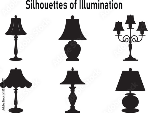 Aesthetic Lighting Silhouettes Elegant Lampshade and Chandelier Decorative Home Elements