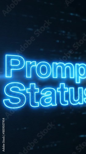 Dynamic Futuristic Prompt Status Animation with Glowing Blue Neon Effect and Digital Glitch