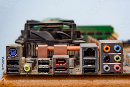 Belgrade, Serbia - december 20, 2025: Shows an ASUS P5K motherboard. Used and dusty motherboard.