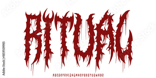 Dark Lettering tattoo vector type font. Concept of Grunge type font with Gothic Punk Rock elements. Scary tattoo font concept. Rock style lettering for y2k print design
