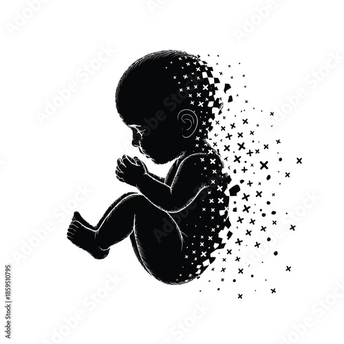 A dissolving infant silhouette a poignant image of fragility and disappearance