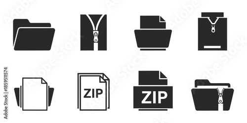 Set of professional file and folder icons for business organization and data management