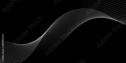 Abstract flowing line digital technology, smooth particle wave, big data techno design concept background wallpaper, vector eps