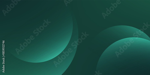 Minimal abstract circles vector gradient background. dark green background with smooth, overlapping circles background.
