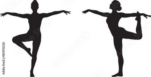 Elegant woman in yoga pose with arms outstretched in balance