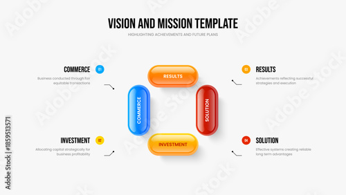 Corporate Solution Slideshow Template Vector Illustration. Product Insight 4 Option Infographic Slide Layout. Marketing Report Four Element Diagram Presentation Design.
