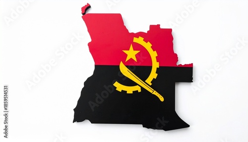 Angola  Map Shaped with Angola   Flag Design 3D Illustration