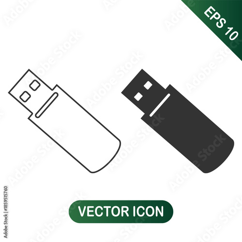 USB Flash Drive Icon Set for Data Storage