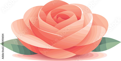 Minimal Rose Vector. Abstract rose form simplified into soft layered petals and modern balance, modern flat vector illustration