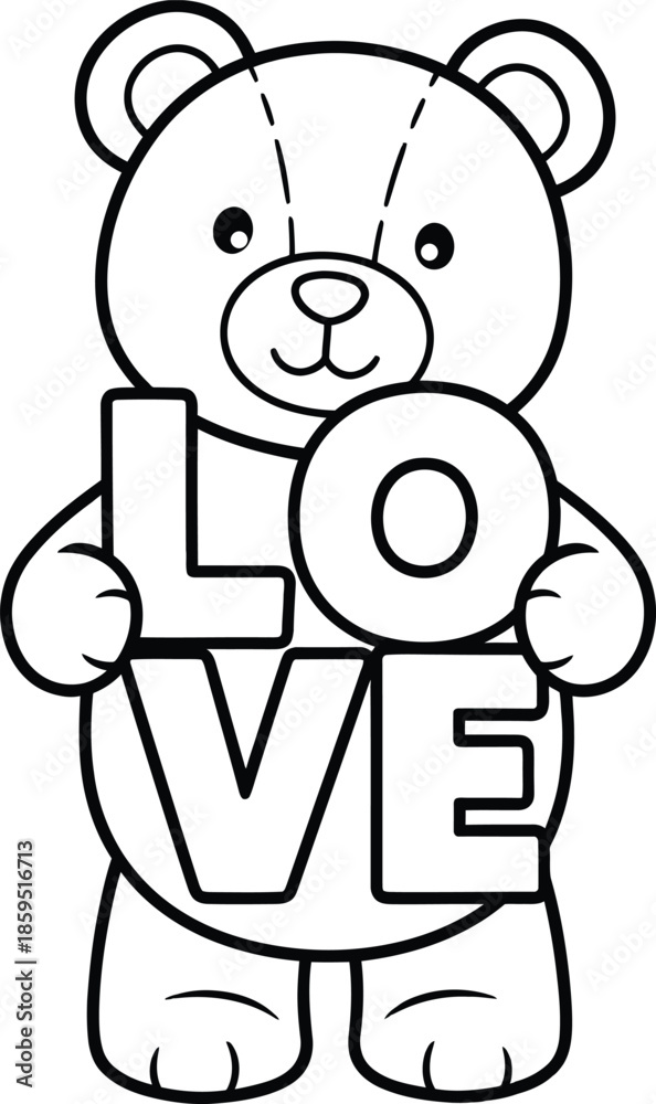 Fototapeta premium a cute teddy bear holding love sign