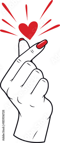 Wallpaper Mural Korean finger heart gesture with a vibrant red heart expressing love and affection Torontodigital.ca
