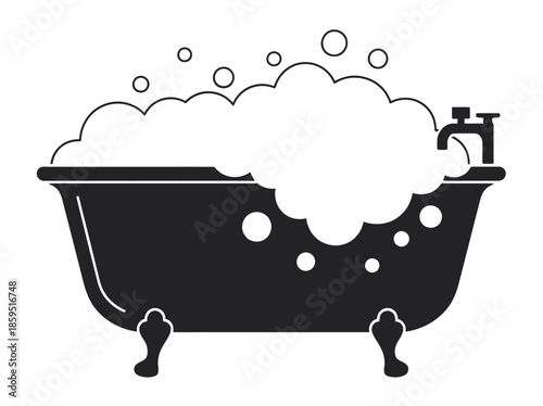 Elegant Bathtub Overflowing with Soapy Bubbles, Perfect for a Refreshing and Relaxing Bath Experience