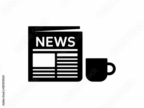 Newspaper and Coffee Cup Icon for Morning Routine