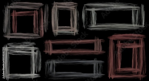 Doodle scribbles and squiggles set. Marker, Charcoal, pencil, crayon or chalk sketch drawing.