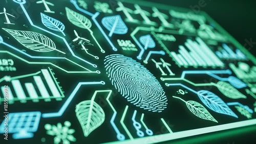 Finger Interacting With Green Technology Interface for Sustainability