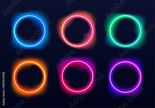 Iridescent chrome circle form organic abstract shapes. Smooth gradients reflect soft neon light and motion. Transparent PNG element for futuristic and experimental design.