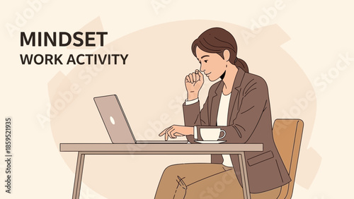 motivational illustration emphasizing positive mindset and work activity for personal growth and