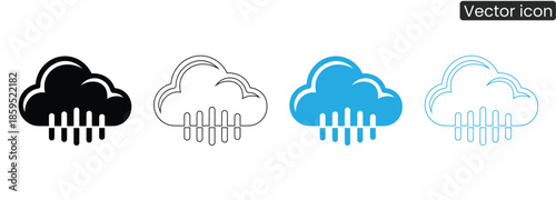 Set of rainy weather icons in various colors for design projects