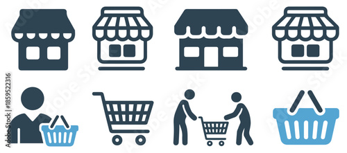 shopping retail store icon set
