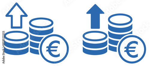 euro price increase icon set