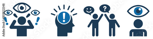 paranoia mental disorder icon set