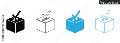 Set of voting icons representing democracy and elections