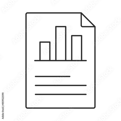 Financial Report Vector Icon of Document with Column Bar Chart for Business Data Analysis, Annual Audit, and Investment Research