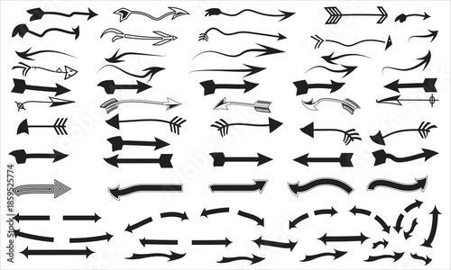 Various arrows designs isolated on white background