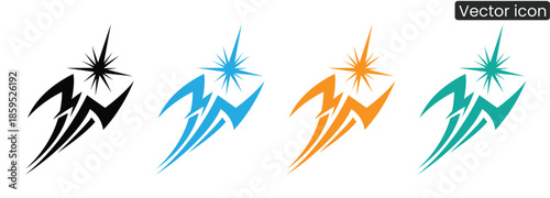 Set of four vibrant abstract starburst icons in modern design