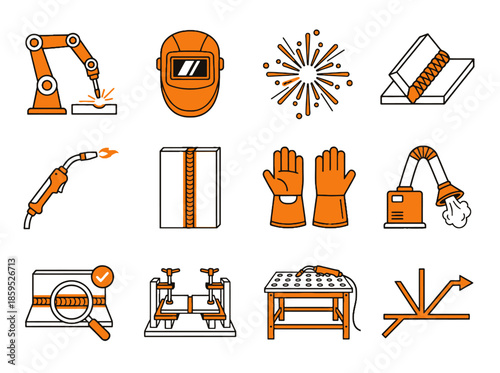 Welding icons set for industrial and manufacturing designs