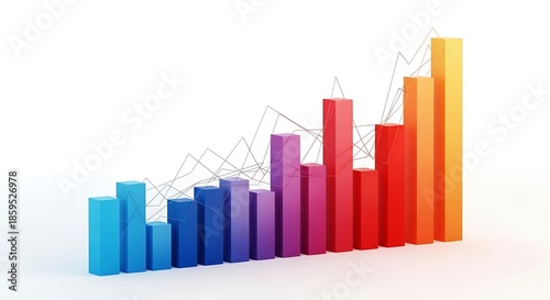 A colorful bar graph showing an upward trend, isolated on white background Free Download A colorful bar graph showing an upward trend, isolated on white background - GFXLoad