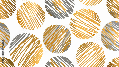 Abstract pattern of overlapping circles in shades of gold and gray