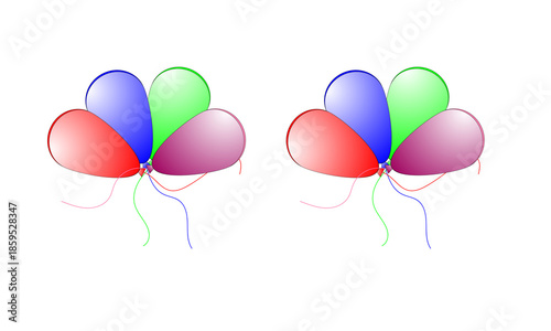 Pair of colorful balloons isolated on white background