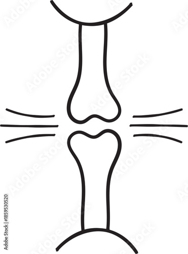 human joint bone connection line art illustration isolated on white background showing pain or friction
