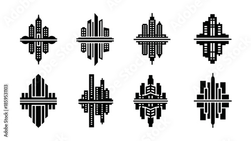 Modern cityscape reflections: creative urban skyline and city silhouettes