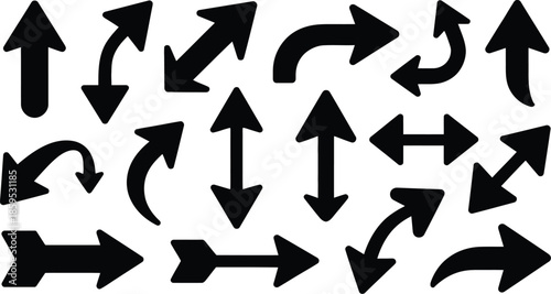 Black arrows pointing in various directions on white background