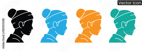 woman, women, female, icon, vector, illustration, graphic, colorful, stylish, hair, bun, profile, side view, silhouettes, diverse, modern, minimalistic, design, digital art, trendy, vibrant, creative,